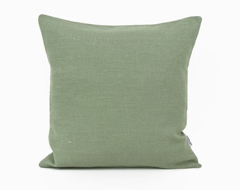 50% OFF SAMPLE SALE: Moss Green Linen Pillow Cover 16x16 inches, Linen Throw Pillow Cases Green, Linen Cushion Cover, Vegan Pillow Green uk