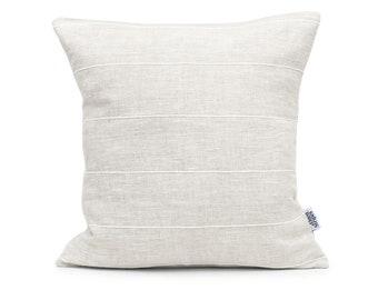 Linen Throw Pillow Covers Stripe Cushion Covers, Natural Pillow Cases for Sofa Pillows Decorative, Scandinavian cushions Euro Sham 26x26