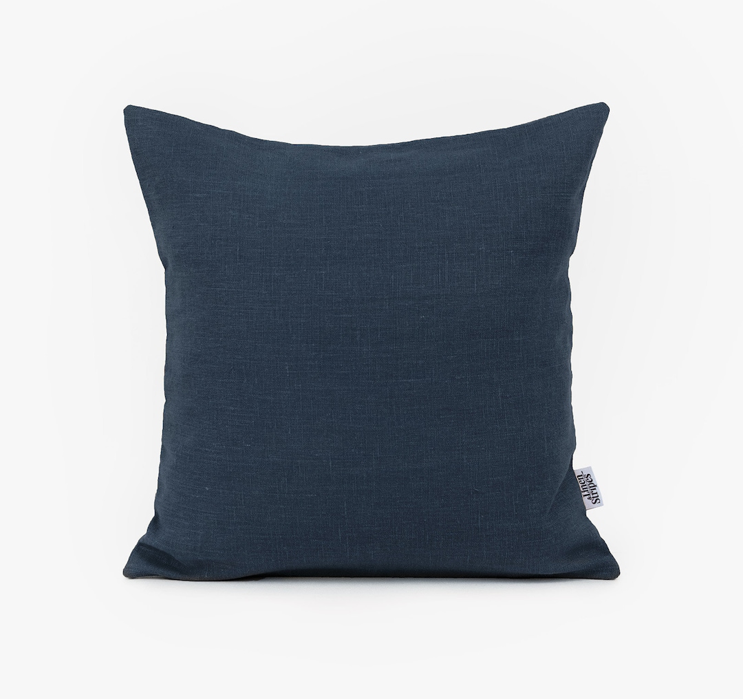 Navy Linen Pillow Covers 24x24 Pillow Cover, Navy Cushion Covers Blue