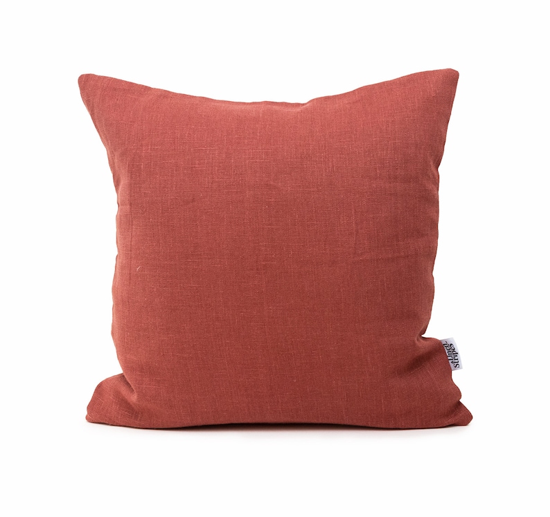 Rust Linen Pillow Cover Set Modern Pillow Covers Set Linen Etsy