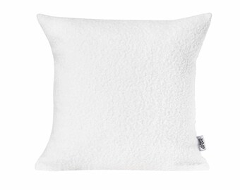 Elfenbensvit Bouclé örngott, Fuskpäls örngott, Bouclé kuddfodral för moderna hem, Fluffiga prydnadskuddar, Mjuka europrydnader, Lyxig kudde