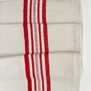 Sacco di grano antico con strisce rosse, arredamento cottage ungherese antico, tessuto europeo in lino per sacco di grano nel Regno Unito, tappezzeria in lino filato in casa R22