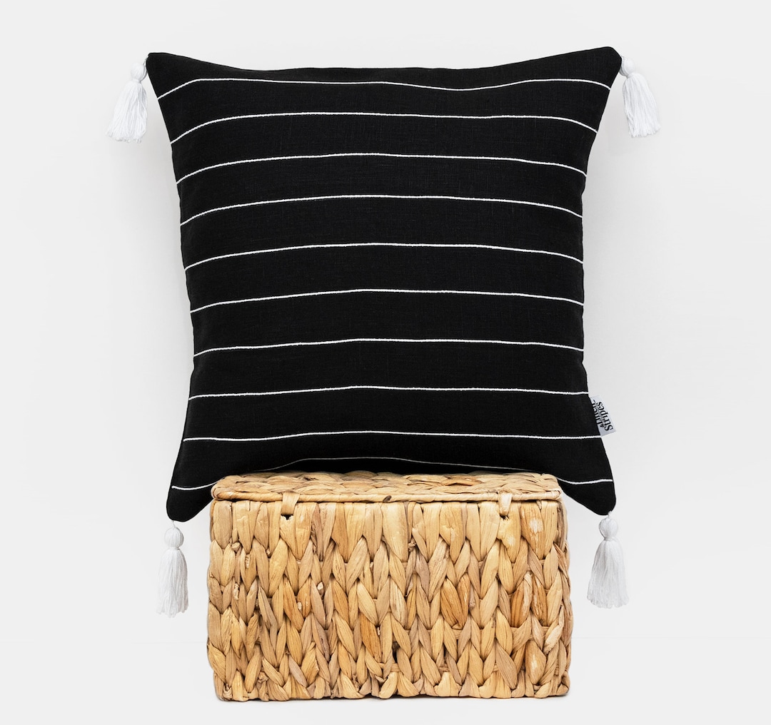 Black and White Pillow Cover Linen European Pillow Cases, Black and