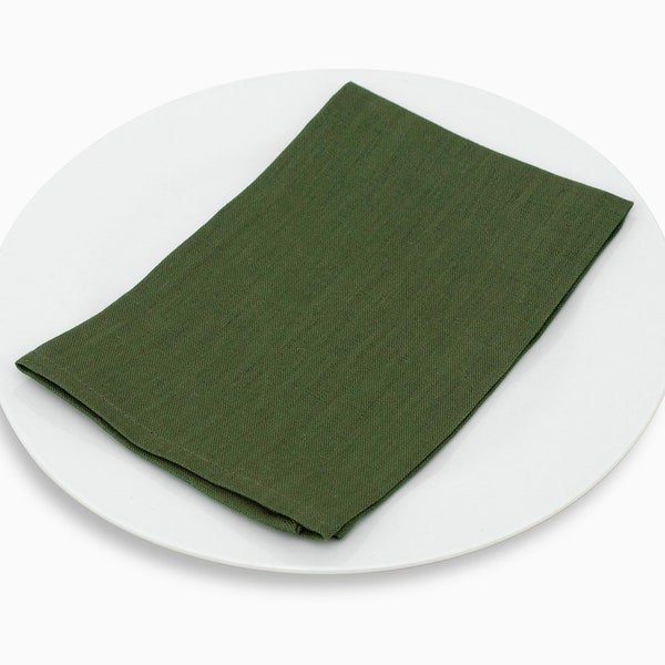 Green Linen Napkins for Dinner Table, Cloth Linen Napkin Sets, Serviette de Table Napkins, Wedding Napkins Bulk, Reusable Napkins Zero Waste