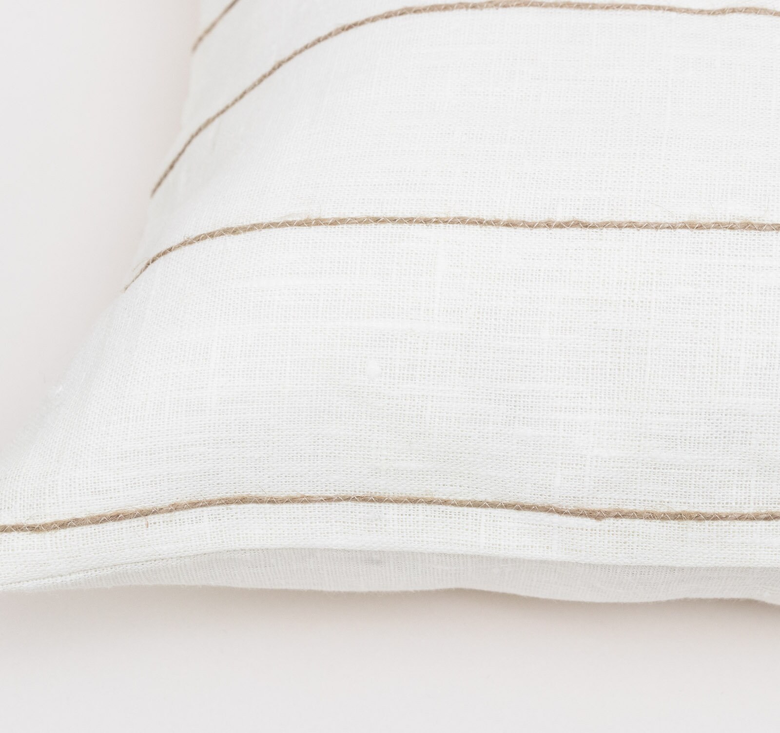 White Linen Pillow Covers with Natural Jute Stripes Boho Etsy