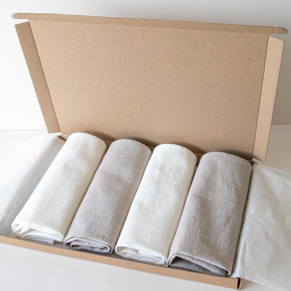 Natural Linen Napkins Gift Set for Christmas, Stonewashed Linen Napkin Set for Christmas Table Napkin, Christmas Dinner Napkins Cloth Napkin