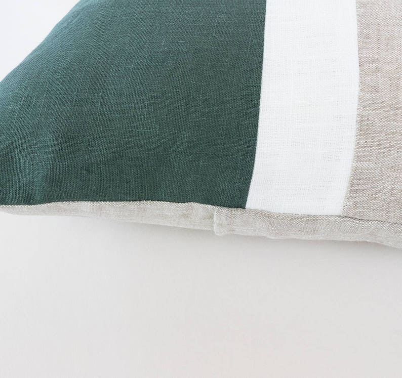 Color Block Pillow Covers Dark Green Linen Cushion Cover uk Art deco Pillow Cases Couch Forest Green Throw Pillow Covers 20x36 King Sham