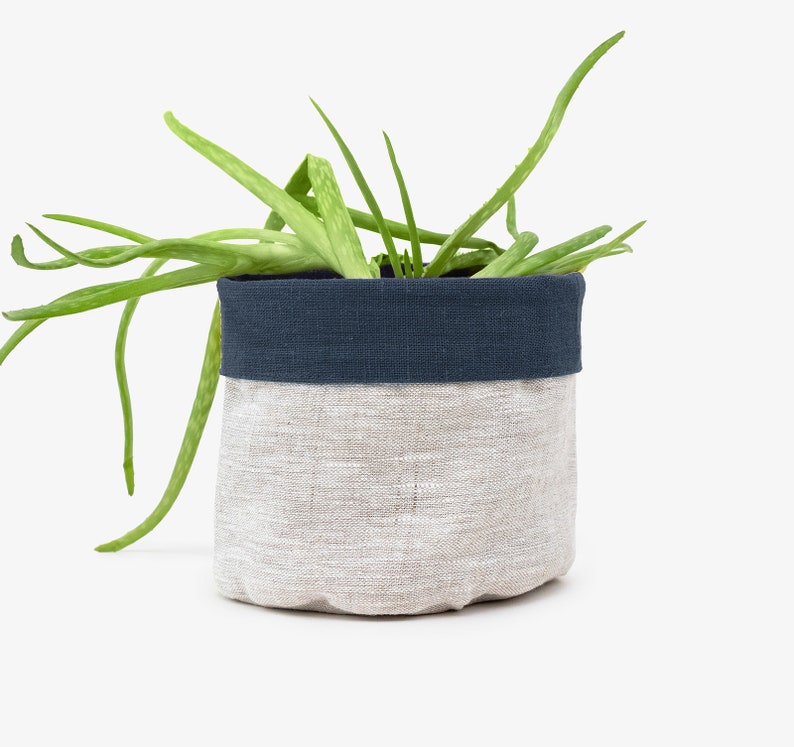 Navy Linen Storage Basket Nursery Storage Baskets Blue Toy Etsy