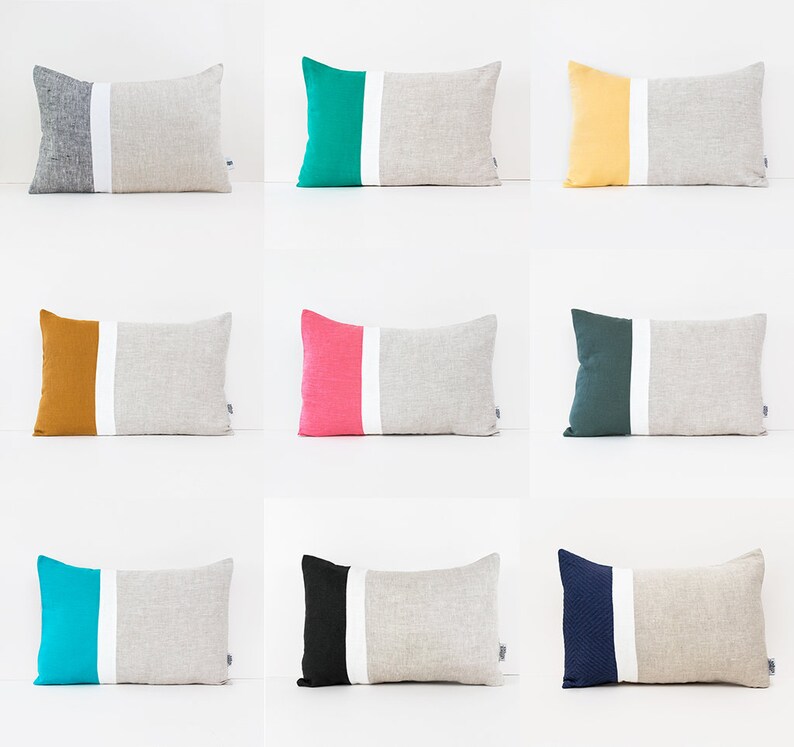 Mid Century Modern Pillow Covers Lumbar Pillow Cases Linen Etsy