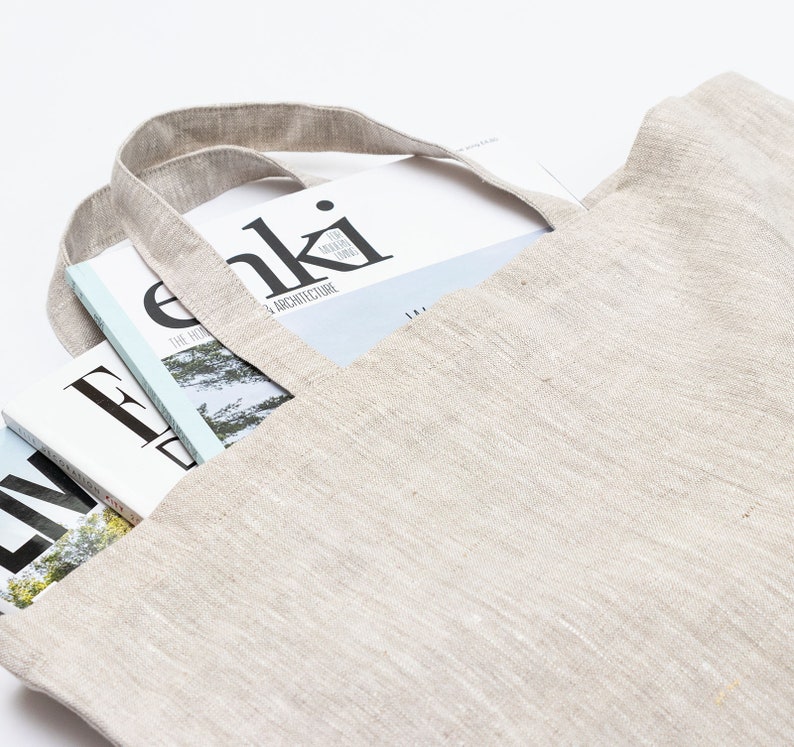Natural Linen Eco Bag Linen Beach Tote Modern Tote Bag Linen Beach Bag Foldable Shopping Bag Beige Linen Linen Tote Bag Eco friendly Bag