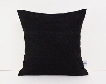 Black linen euro sham. Black pillow cover. Cushion cover Scandinavian. Black pillow cases. Linen pillow case standard. Monochrome  nursery