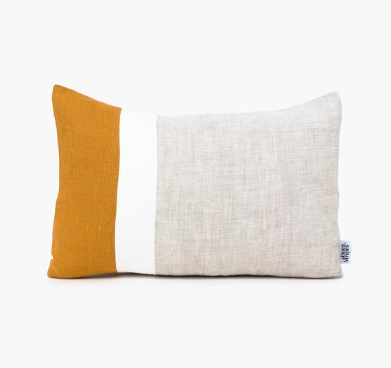 Mid Century Modern Pillow Geometric Cushion In Mustard Etsy