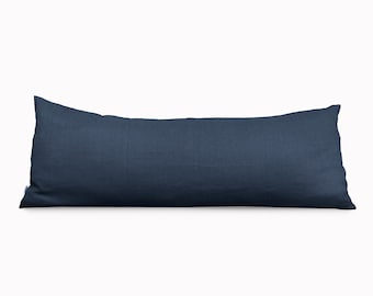 20x54 Body Pillow Cover Linen Body Pillow Case, Navy Lumbar Pillow Covers Blue Bolster Pillow cover, Organic Linen Cushion Covers Rectangle