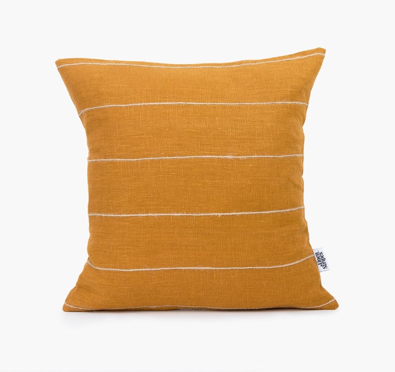 Mustard Pillow Covers Jute Striped Cushion Cover Textured Etsy UK