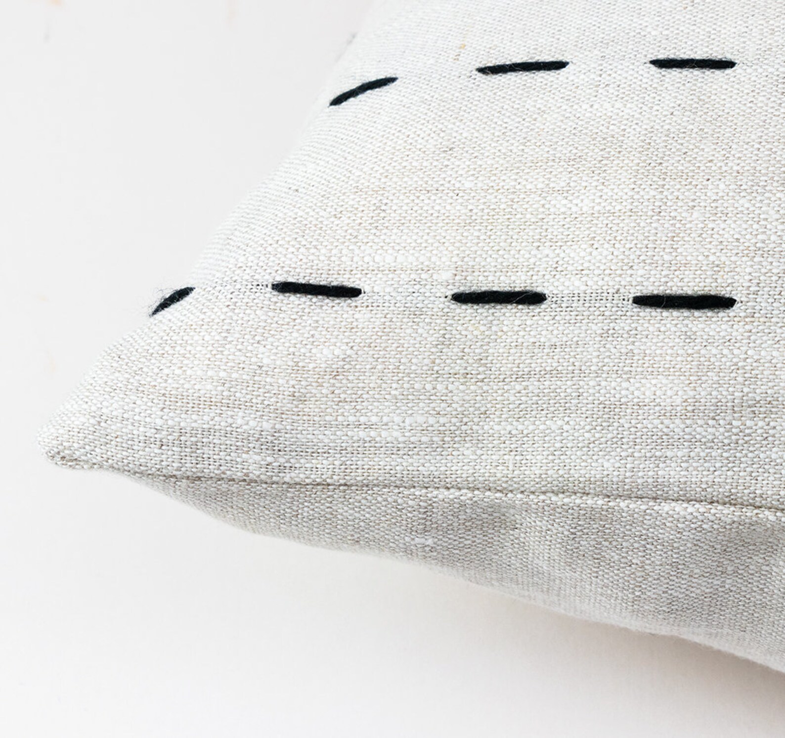 Linen Euro Sham 26x26 Pillow Cover Black and Beige Etsy