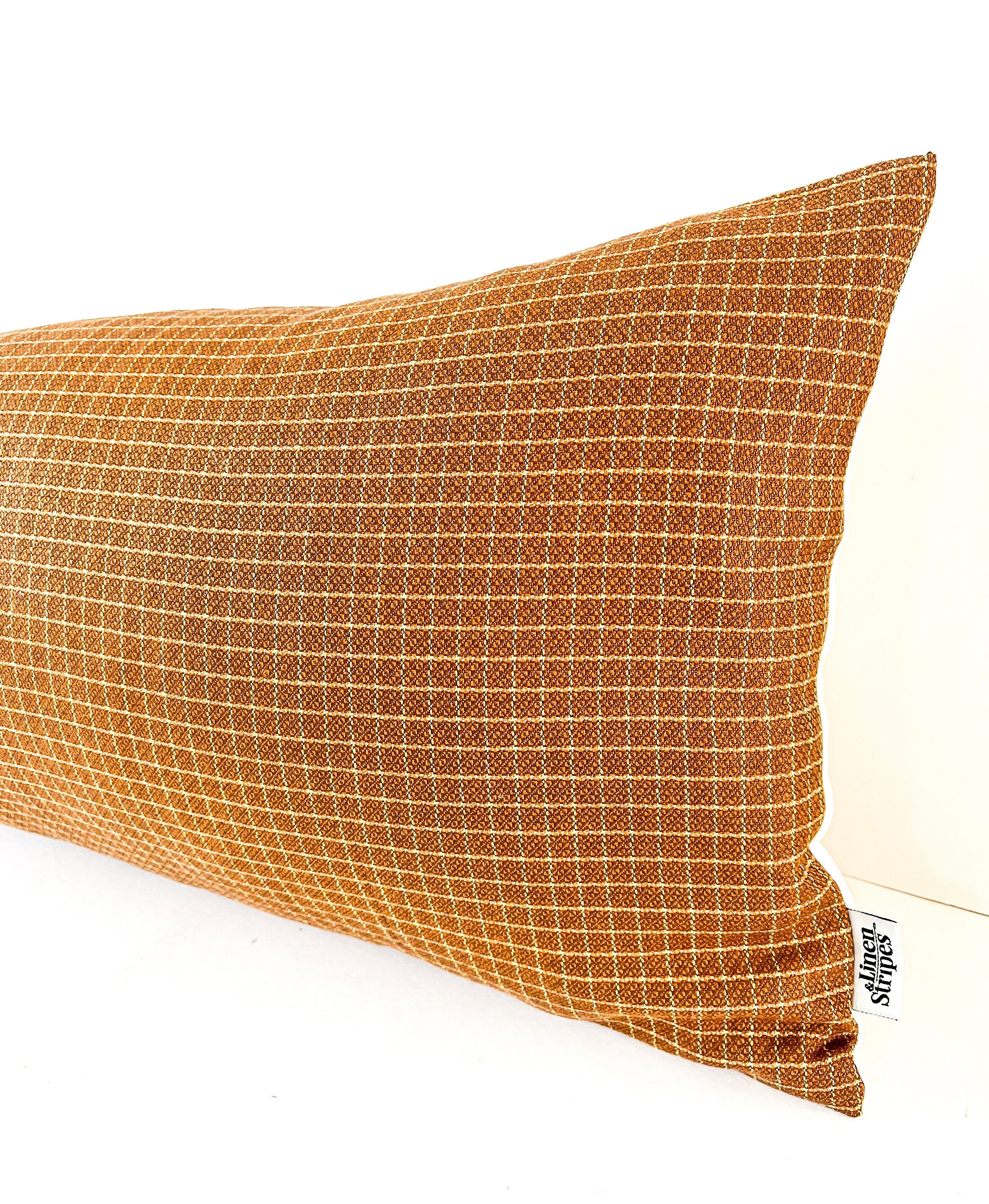 Brown Wool Lumbar Pillow Cover, Extra Long Lumbar Cushion Cover UK, Farmhouse Pillow for Bed, Boho Cushion 14x36 Throw Pillow Case for Sofa
