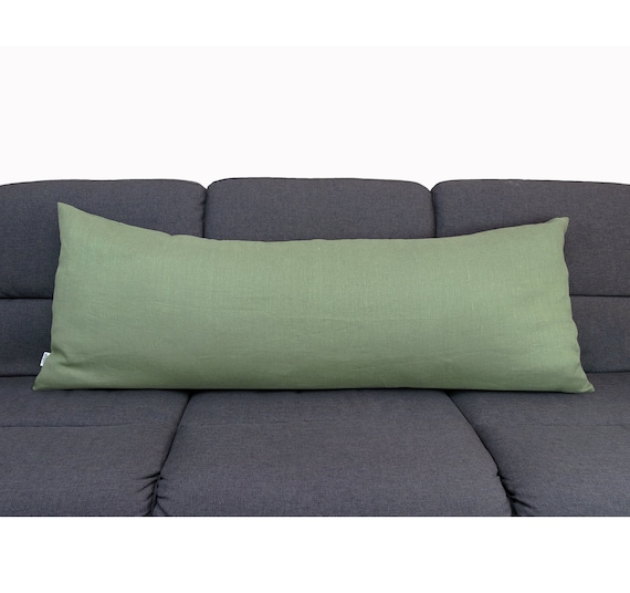Linen Body Pillow Case Green Lumbar Linen Body Pillow Case Green Lumbar