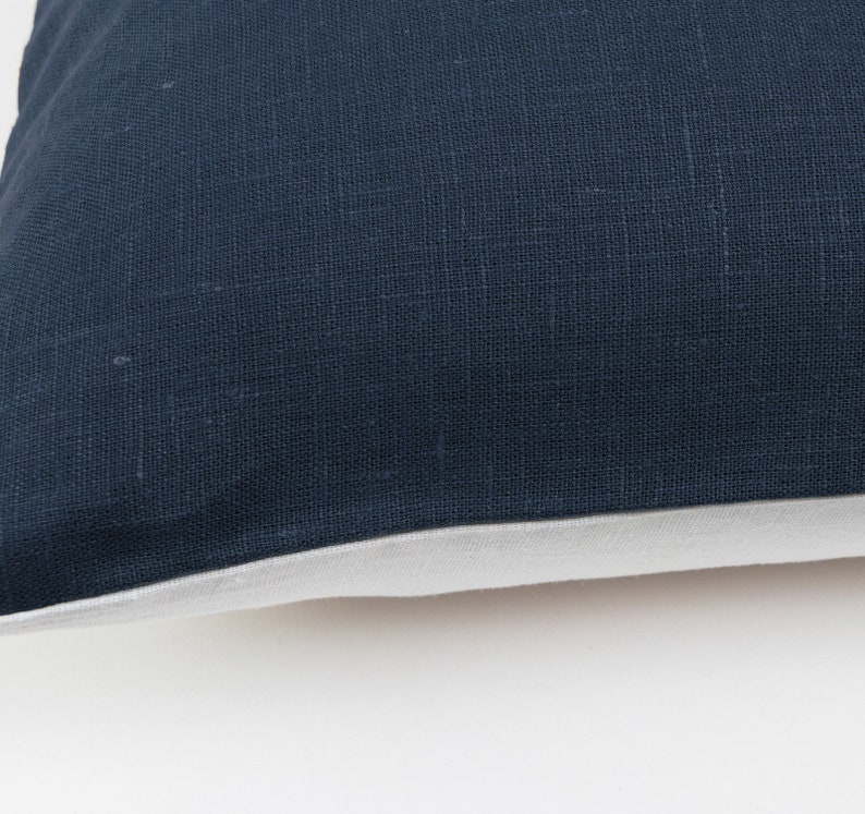 Navy Linen Pillow Covers 24x24 Pillow Cover Navy Cushion Etsy