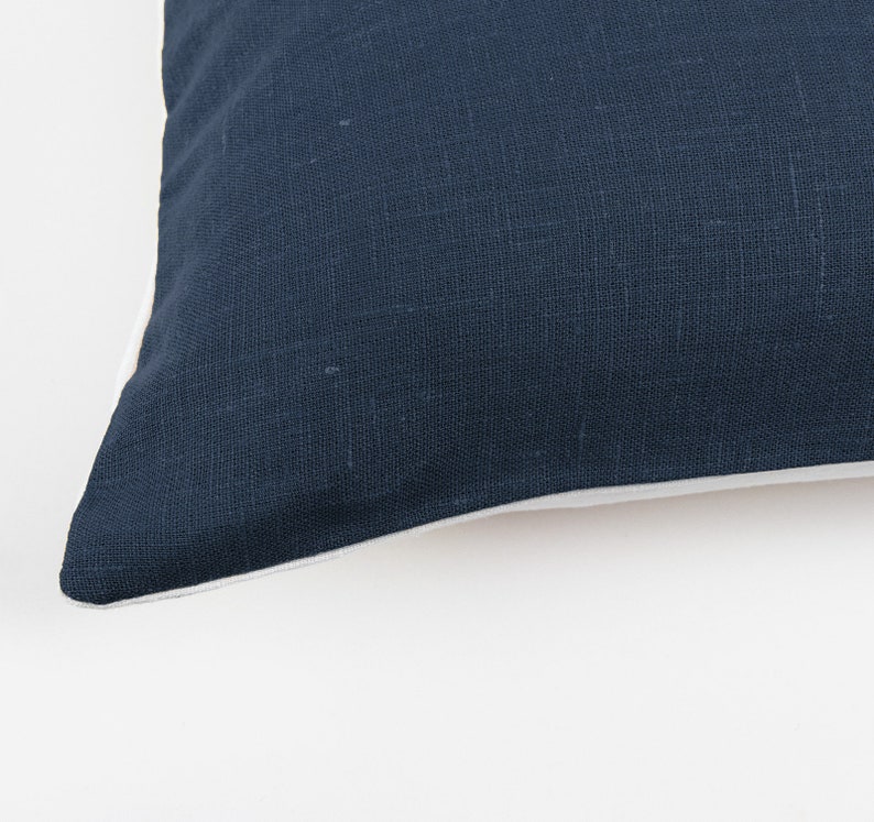 Navy Linen Pillow Covers 24x24 Pillow Cover Navy Cushion Etsy UK