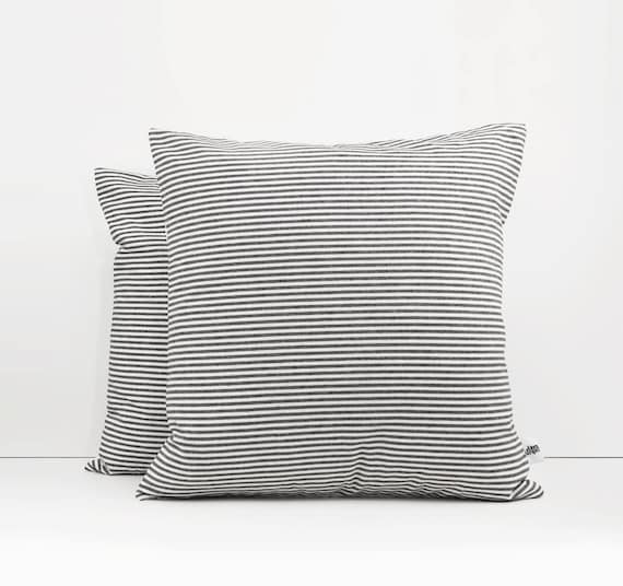 White Stripe Linen Pillow Covers Pillow Classic Ticking Stripe Pillow Shams