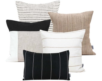 Sectional Sofa Pillow Set, Linen Pillow Cases Set, Decorative Cushion Cover Combo, Scandinavian Pillow Shams, Throw Pillow Covers for Couch