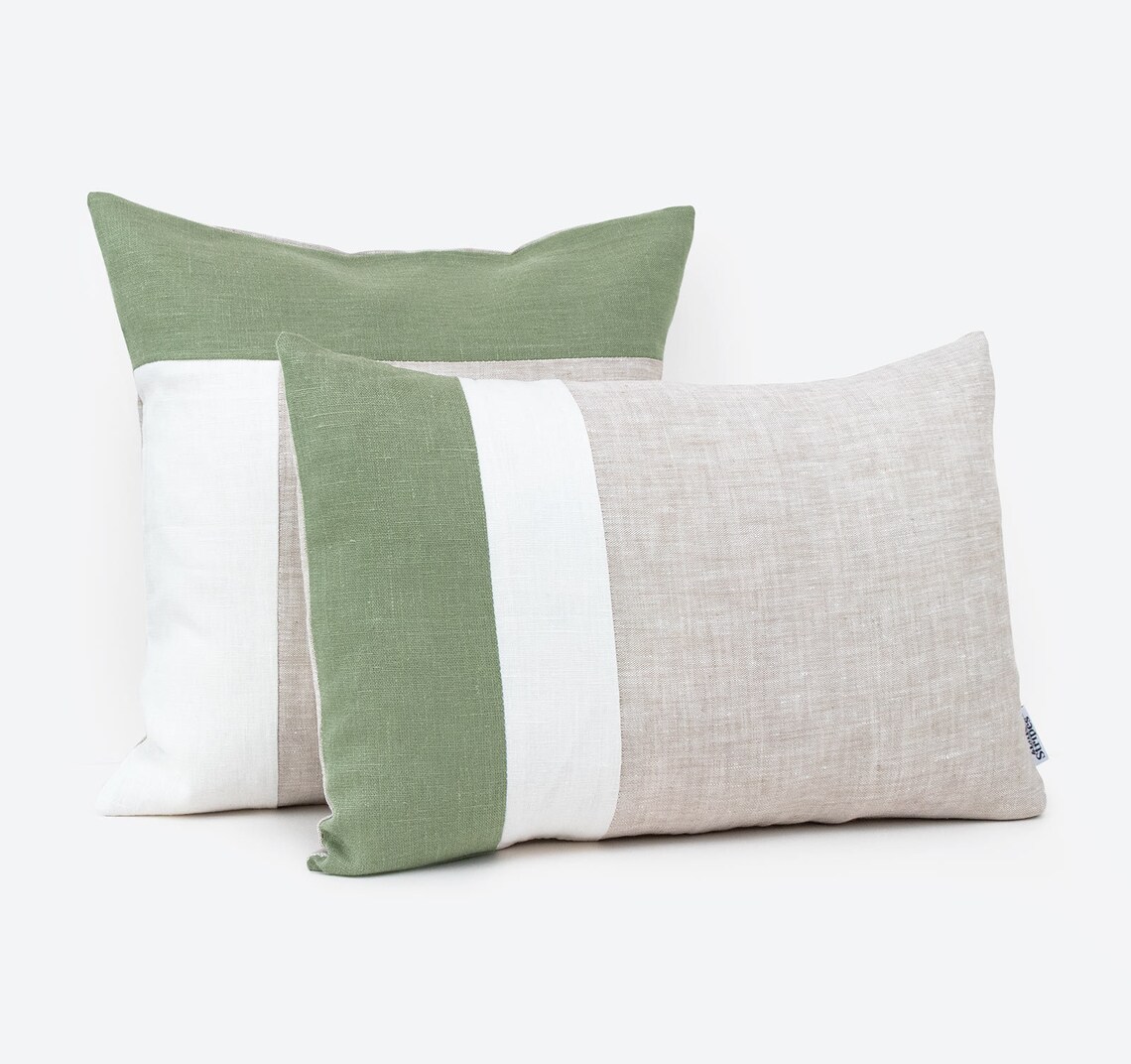 Moss Green Pillow Cover Linen Throw Pillow Covers 24x24 Linen Etsy UK