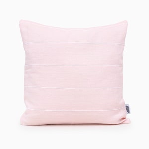 Leinen Kissenbezug Blush Kissenbezug mit weißen Streifen, Blush Pink Kissenbezug 20x20, Deko Kissenbezug Kinderkissen