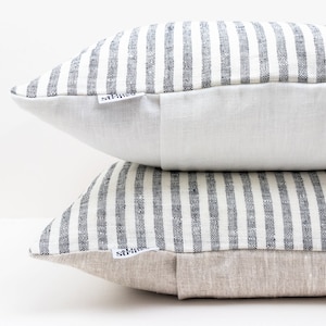 Striped Linen Pillow Cover for Modern Farmhouse Decor, Minimalist Modern Cushion Cover, California Casual Decor, Eco Friendly Throw Pillows