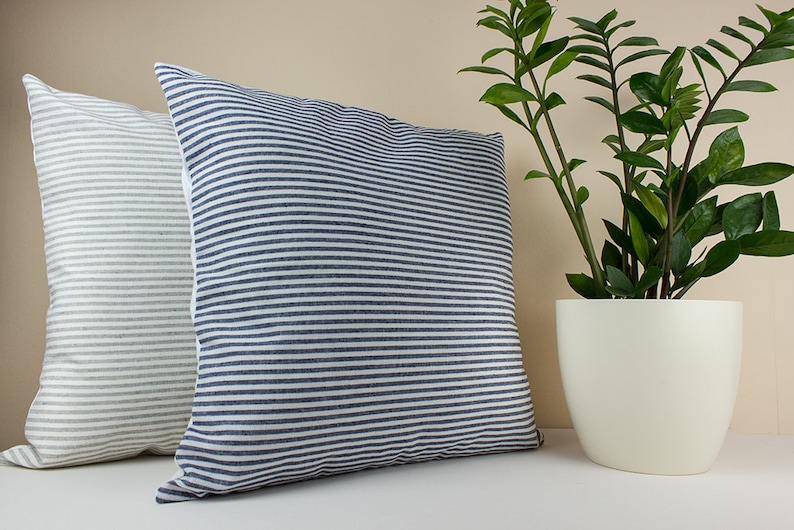 Ticking stripe pillow Navy throw pillow Navy Stripe Pillow Cover Navy Pillow