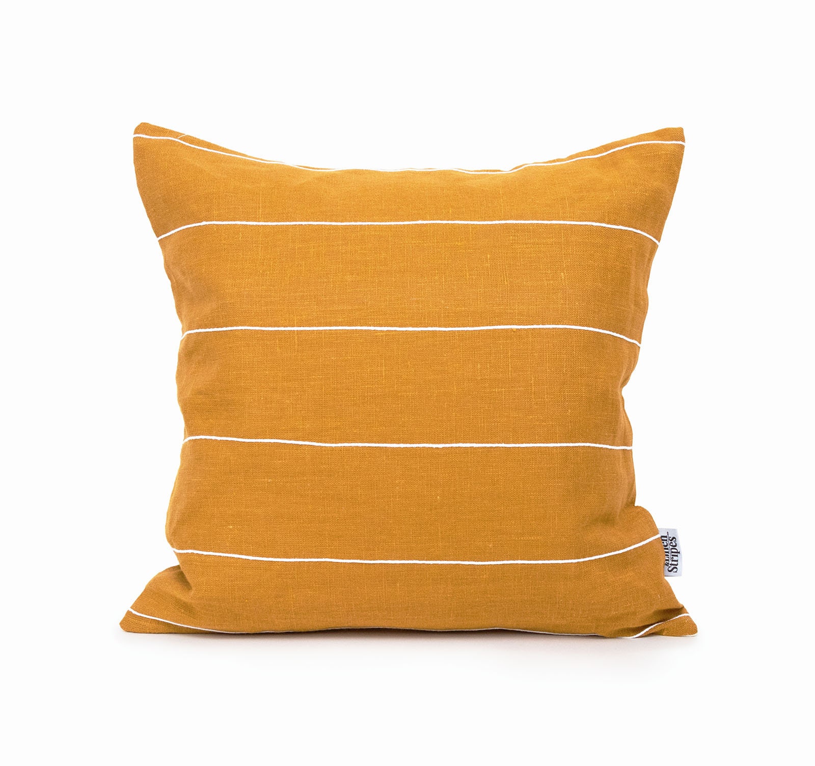 Mustard Cushion Cover White Stripe Pillow Cases Modern Pillow Etsy