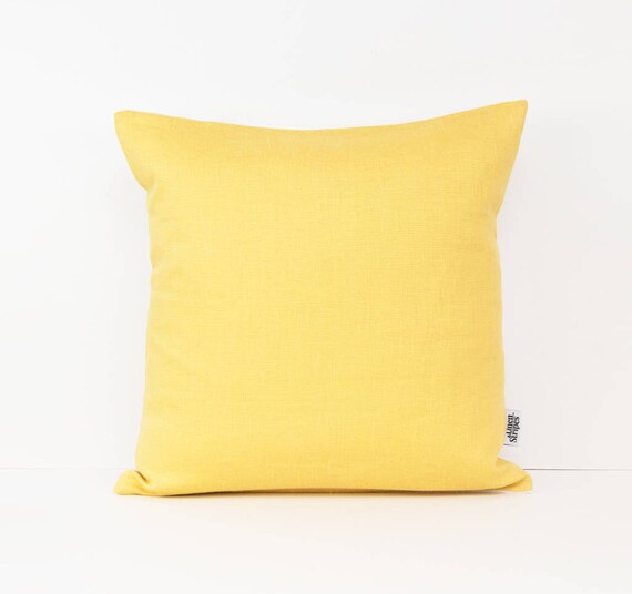 Yellow linen cushion cover Yellow linen pillow cover 20x20 Etsy