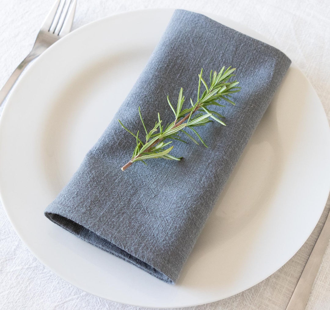 Dark Grey Linen Napkins for Dinner Table, Grey Cloth Napkins Sets