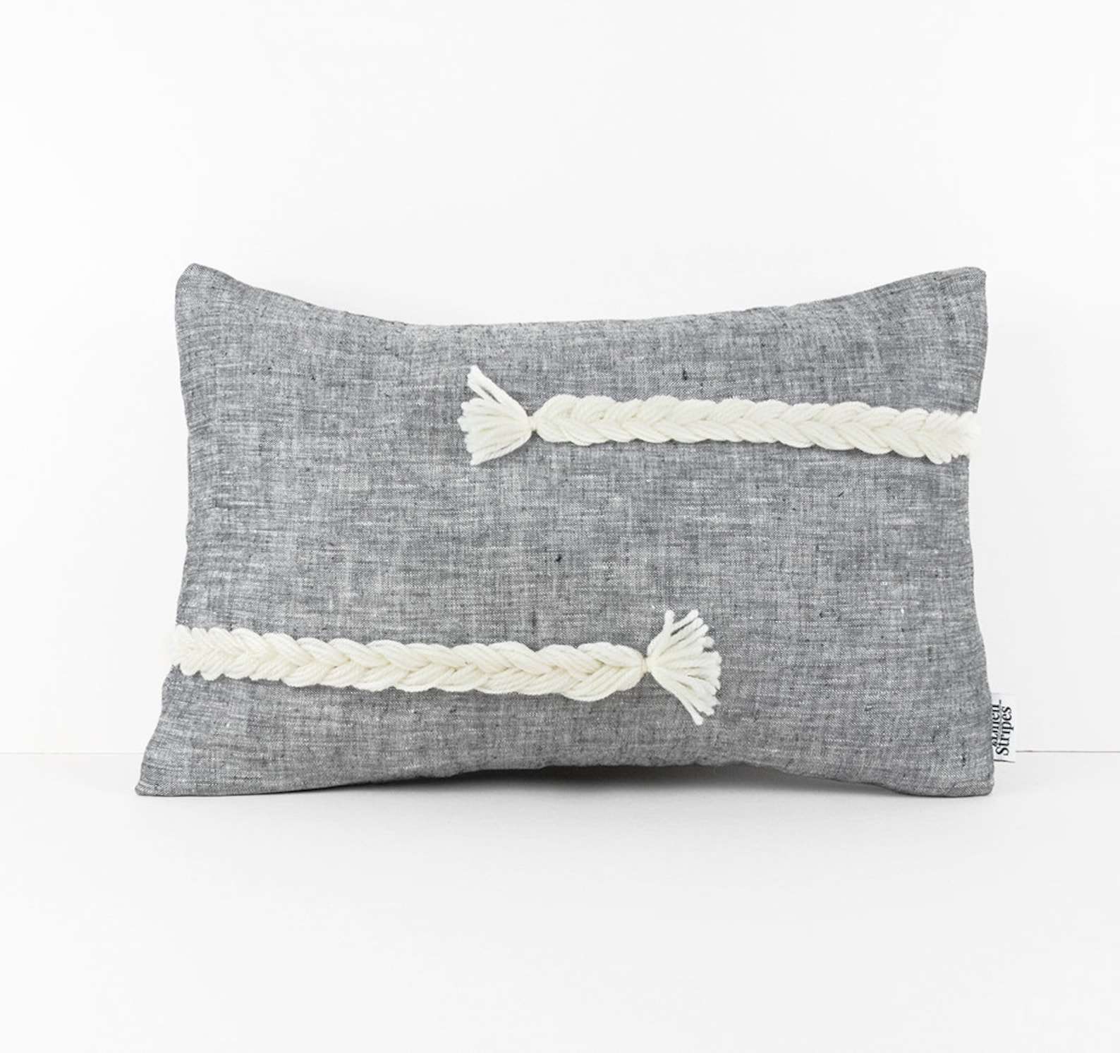 Grey Lumbar Pillow Gray Pillow Linen Throw Pillow Grey Etsy