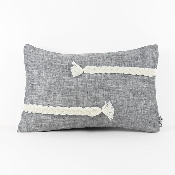 Grey Lumbar Pillow Etsy
