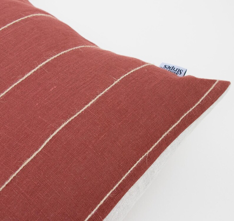 20x20 Pillow Cover Rust Pillow Covers with Jute Stripes Etsy