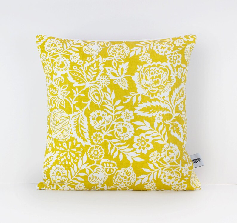 Mustard pillow cover with Floral pattern. mustard yellow Etsy