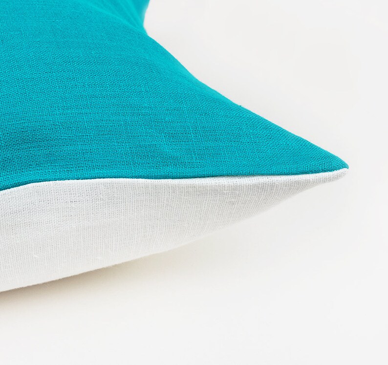 Teal Linen Cushion Cover Teal Pillow Cover 20x20 Organic Etsy UK
