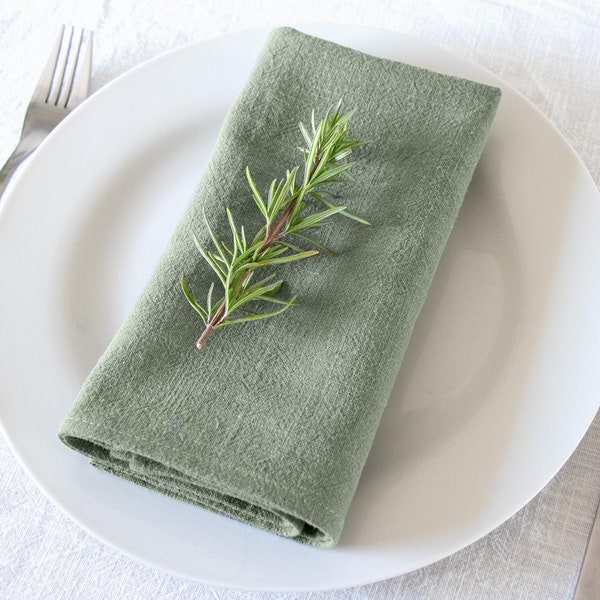 Sage Green Linen Napkins for Dinner Table, Christmas Napkins Set Made to Order, Cloth Napkins Bulk, Fabric Napkins for Wedding Reception UK