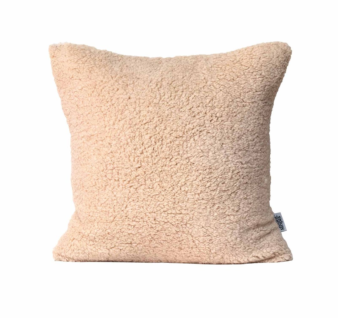 Sherpa Faux Fur Pillow Case in Stone Soft Plush Cushion Etsy UK