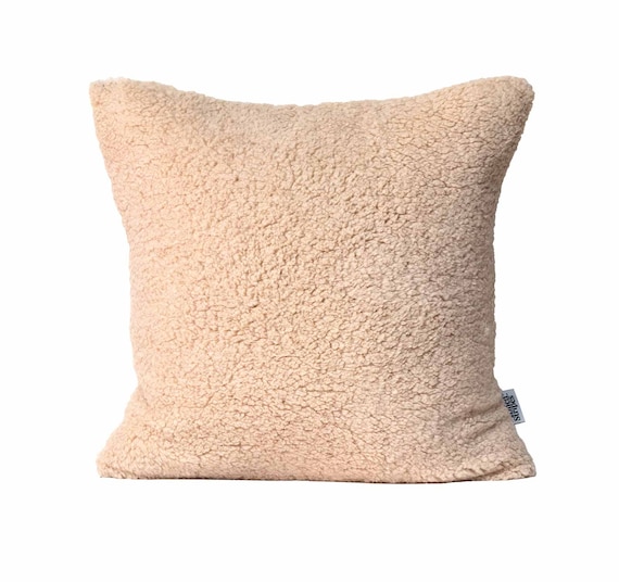 Sherpa Faux Fur Pillow Case in Stone Soft Plush Cushion Cover