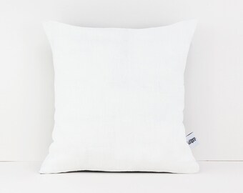 White linen cushion cover. Organic linen bedding. White linen pillow cover 20x20. White linen pillowcase. White euro sham. Throw pillow