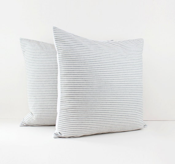 Gray And White Stripe Linen Pillow Covers Grey Cushions Etsy
