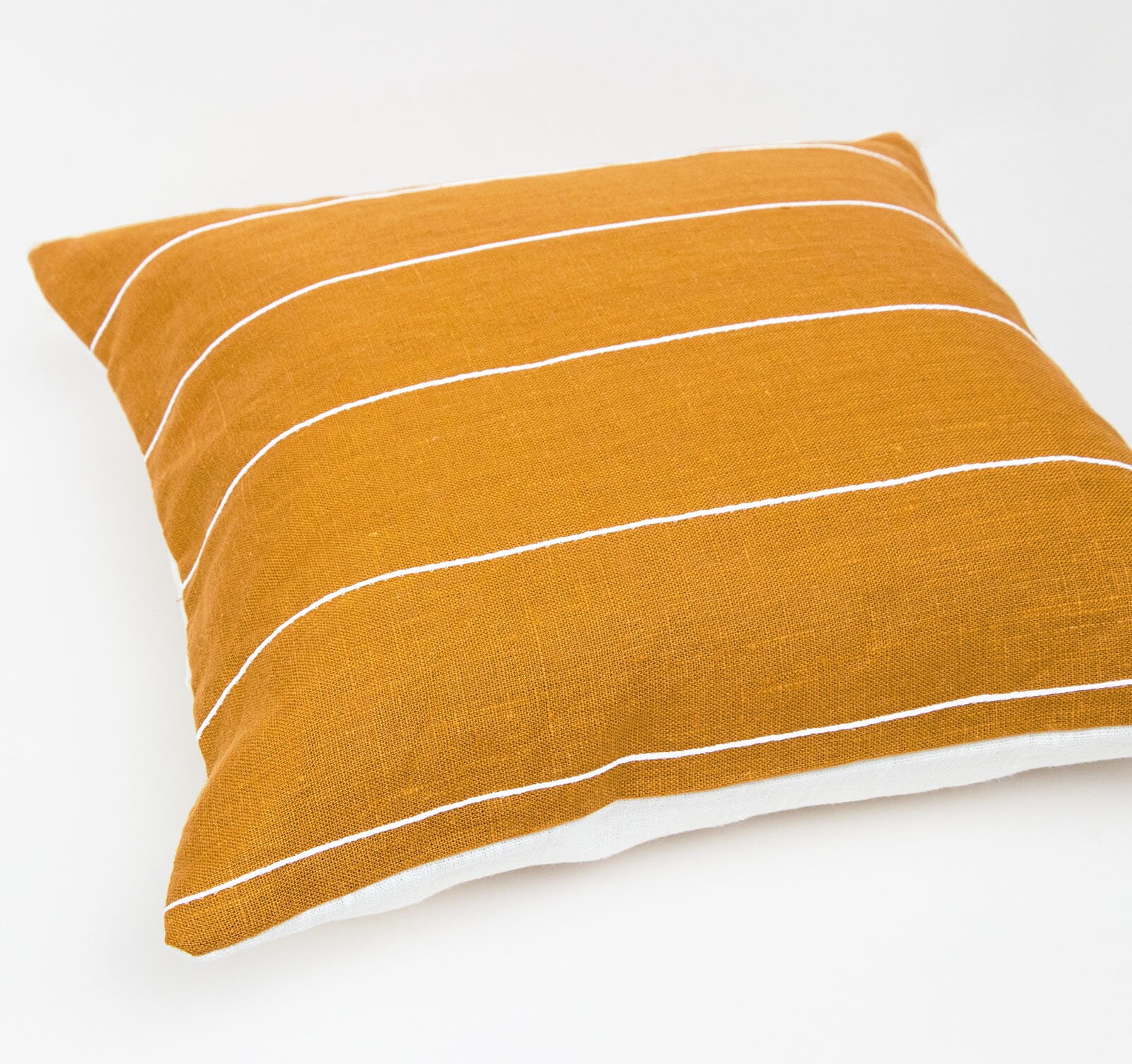 Mustard Cushion Cover White Stripe Pillow Cases Modern Pillow Etsy