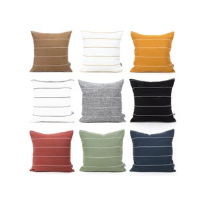Natural Linen Pillow Covers 26x26 Euro Sham, Striped Pillow Cover Decorative Cushion Cover, European Cushion Covers Modern, Linen and Stripe