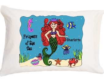 Personalized Mermaid Pillow / Mermaid Pillow / Personalized Pillow Case Kids / Mermaid Pillowcase