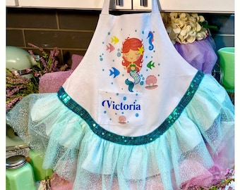 Personalized Unicorn Tutu Apron, kid apron, personalized apron, child apron, personalized, apron, Kids apron, personalized gift, children's