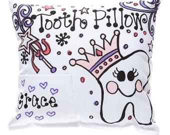 Personalized Tooth Fairy Pillow / Princess Tooth / Tooth Pillow / Lost Tooth Pillow / Tooth Fairy Pillow Girl