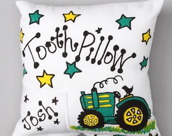 Personalized Tooth Fairy Pillow / Tractor / Trucks / Tooth Pillow / Lost Tooth Pillow / Tooth Fairy Pillow Boy