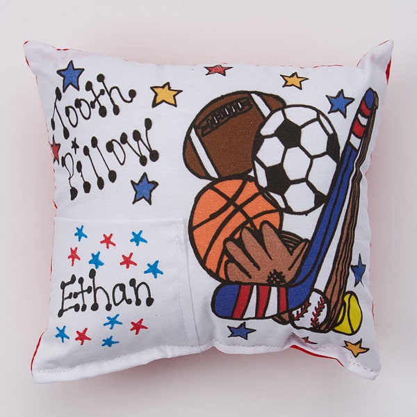 Personalized Sports Collage Tooth Fairy Pillow / Sports Pillow / Tooth Pillow / Lost Tooth Pillow / Tooth Fairy Pillow