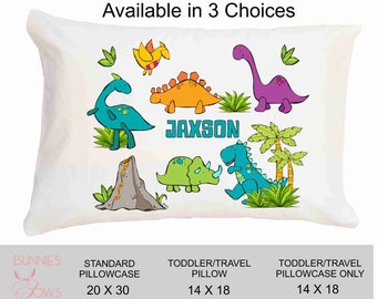 Personalized Dino Pillow / Custom Pillow / Personalized Pillow Case Kids / Dinosaur Pillowcase / Boys Gifts